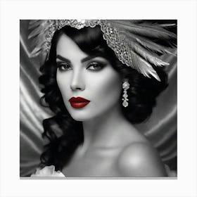 Sexy Woman With Feathers Canvas Print