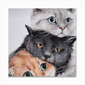 Cats Watercolor Painting Canvas Print