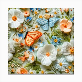 Flowers And Butterflies 1 Canvas Print