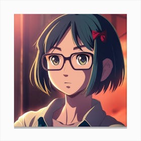 Anime Girl With Glasses Canvas Print