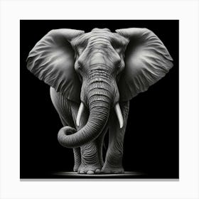 Elephant In Black And White 2 Canvas Print