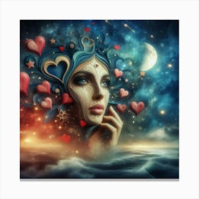 Ethereal Woman With Heart Canvas Print