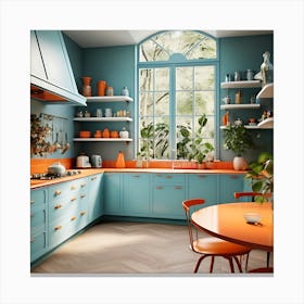 Blue And Orange Kitchen Canvas Print