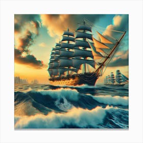 Ship In The Ocean 2 Canvas Print