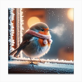 Robin In Winter Canvas Print