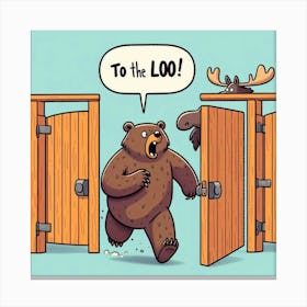 Bear In The Loo Canvas Print