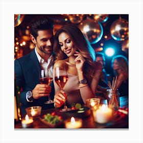 Couple At The Bar Canvas Print