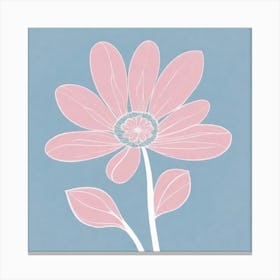 A White And Pink Flower In Minimalist Style Square Composition 381 Canvas Print