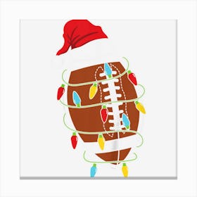 Kids Football Christmas Lights Santa Hat Canvas Print