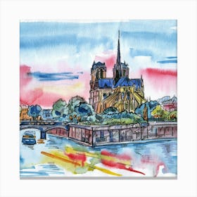 Paris Sketch Watercolor Image Fund Nature Drawing Canvas Print