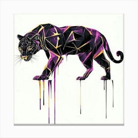 Color Drip Animal Design A Sleek Panther 1 Canvas Print