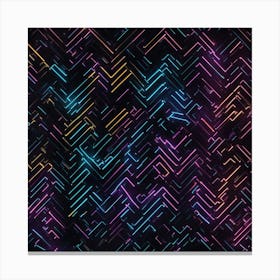 Neon Lines On Black Background Canvas Print