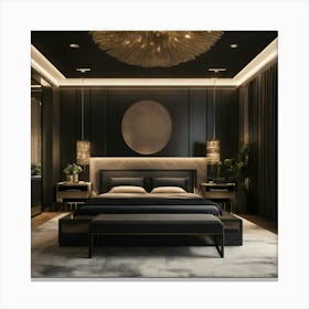 A High End Luxury Bedroom With Black Décor (7) Canvas Print