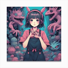 Anime Girl With Ears Canvas Print