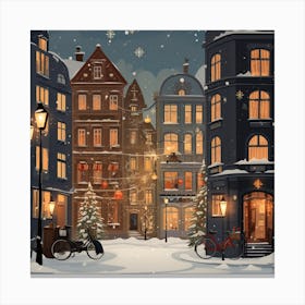 Christmas City Scene Canvas Print