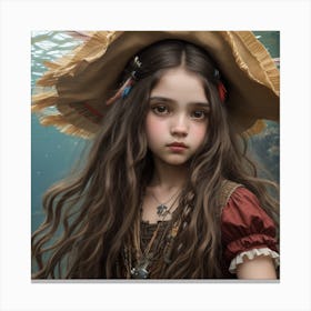 Little Girl In A Pirate Hat Canvas Print