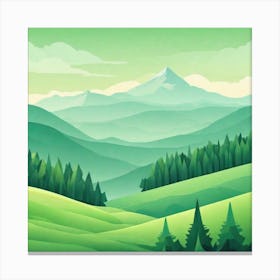 Misty mountains background in green tone 31 Canvas Print