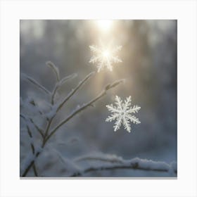 Clear Snowflakes In The Snow Canvas Print