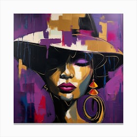 Woman In Purple Hat Canvas Print