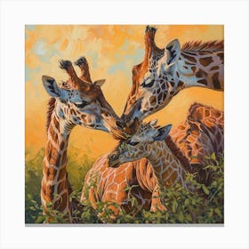 Giraffe Family Oil Painting Inspired 3 Canvas Print
