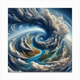 3 Dimensional Rivers In The Country Swirls In A Vortex Of Storm Clouds 3 Canvas Print