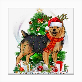 Australian Terrier Christmas Tree Light Pajama Dog Xmas Canvas Print