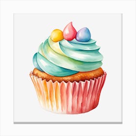 Watercolor Cupcake Canvas Print