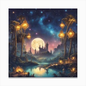 The Stars Twinkle Above You As You Journey Through The Banana Kingdom S Enchanting Night Skies, Ultr Canvas Print