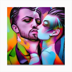 Kissing Couple- Dominant Woman Canvas Print