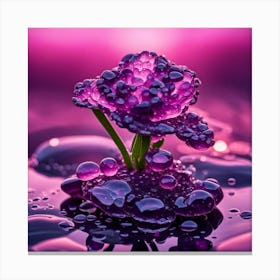 Purple Flower With Water Droplets 4 Canvas Print