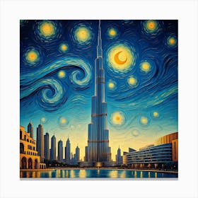 Starry Night Over Burj Khalifa Canvas Print