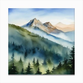 Watercolor Of Mountains 1 Canvas Print