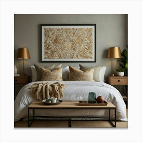 Gold And Beige Bedroom 1 Canvas Print