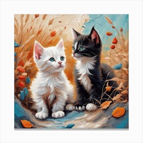 Two Kittens In The Field Canvas Print