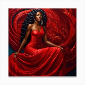 Beautiful Woman In Red Canvas Print