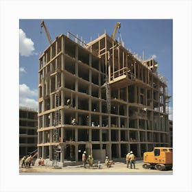 Construction Workers At A Construction Site Canvas Print