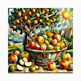 A Cubist Still Life Featuring Fruit On A Tree 4 Canvas Print