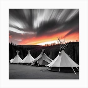 Teepees At Sunset 4 Canvas Print