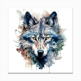 Watercolor Wolf Head Canvas Print