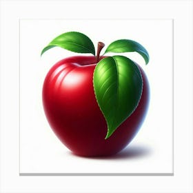 Apple With Green Leaves Canvas Print
