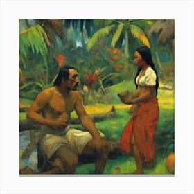 Man And Woman In The Jungle Canvas Print