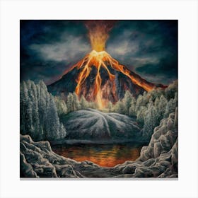 Volcanic Majesty – A Fiery Landscape Unfolds Canvas Print