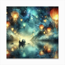 Enchanted Night: Where Wishes Sail Among Stars Canvas Print