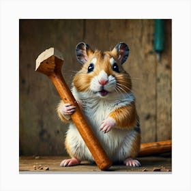 Hamster With Hammer 2 Canvas Print