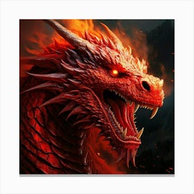 Firefly Fierce Red Dragon Glaring With Intense Power 1622 (2) Canvas Print