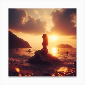 Mermaid At Sunset Canvas Print