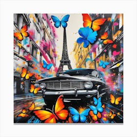 Paris With Butterflies 10 Canvas Print