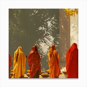 Women In Saris 1 Canvas Print