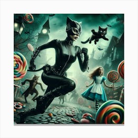 Catwoman And Lollipops Canvas Print