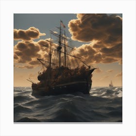 Ship In The Sea Canvas Print